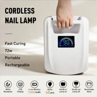 Lampu Kuku UV LED Profesional 72W Cepat Kering, Portabel Tanpa Kabel dengan Timer Otomatis dan 48 Lampu LED