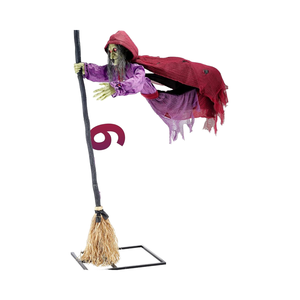 ELAMAS Decorazione di Halloween Animatronica, Strega Volante di 1,8 m, Galleggiante, Attivata dal Suono, Occhi Luminosi Parlanti, Decorazione Horror per Esterni - Product Image 1
