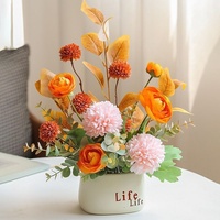 Arrangement floral artificiel haut de gamme Camélia Dusk Charm, best-seller en ligne, pour décoration de table en plastique