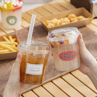 Gobelets à bulles jetables en plastique recyclé de qualité alimentaire 20 oz avec couvercles, vente chaude d'usine à prix réduit