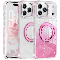 Funda Transparente con Diamantes para iPhone 17 Pro Max, 17, 16, 15, 14, 13, 12, 11, Magnética con Soporte Giratorio de 360°, Nuevo Diseño