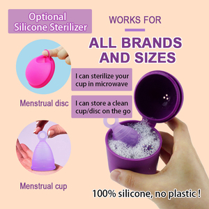 Vaso Esterilizador Reutilizable de Silicona 100% Ecológico y Suave Patentado por Aobo, Diseño Portátil Apto para <span class=keywords><strong>Microondas</strong></span> para la Menstruación - Product Image 2