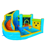 Château gonflable Delilai, trampoline commercial en PVC avec toboggan pour 4 enfants, aire de jeux extérieure
