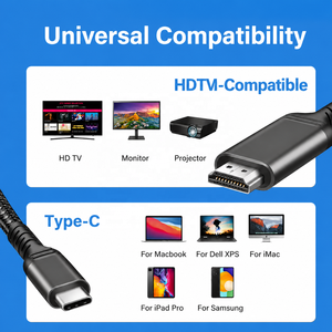 Cable USB C Tipo-C a HDTV Compatible con 4K, 4K/60Hz HDTV 2.0, Cable Convertidor HDTV Macho para MacBook, Laptop <span class=keywords><strong>Samsung</strong></span> - Product Image 6