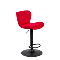 Tabourets de bar de luxe en velours rouge, pivotants, hauteur réglable, avec repose-pieds, pour bar à domicile contemporain