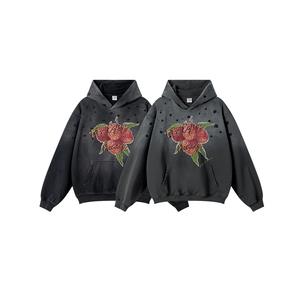 Sudadera con capucha con estampado de lichi de fruta pintada a mano americana de talla grande suelta de otoño e invierno para hombre de alta calidad - Product Image 1