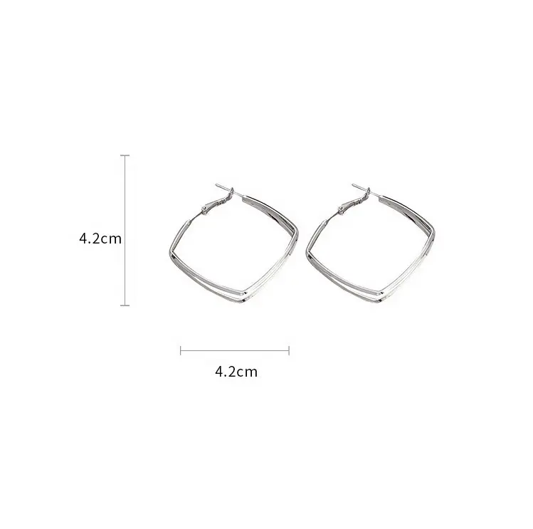 European and American Double Layered Geometric Earrings for Women's Simple and Versatile Earrings Fashion Jewelry Earrings Metal