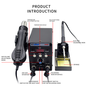 Stazione di Rilavorazione ESD Digitale Portatile Pistola ad Aria Calda e Saldatore Elettrico Macchina per Saldatura Nuovo Modello Stazione Saldante SMD 2 in 1 - Product Image 3