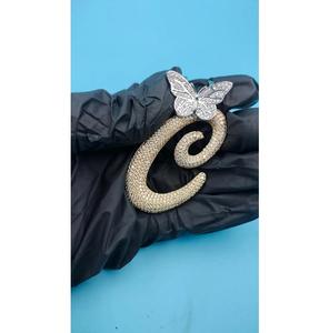 Colgante de Plata 925 con Letra C Inicial de Mariposa, con Incrustaciones de Diamantes Moissanite VVS - Product Image 6