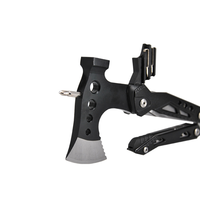 MQ048TR Mini hache multifonction pliable 15 en 1 économique pour l'extérieur, outil de survie dans la forêt de la jungle, pince, couteau, kit de tournevis