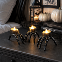 Bougies LED sans flamme 2 pièces, design main de squelette d'Halloween, effrayantes pour fête d'Halloween, décoration d'intérieur, centre de table