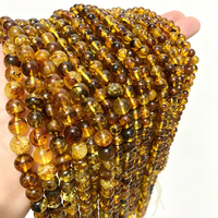 Perles d'ambre naturel piebald 6-10mm, perles rondes en vrac, perles en pierre d'ambre véritable pour la fabrication de bijoux, bracelets, colliers, DIY