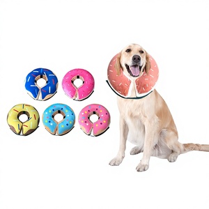 Collar Isabelino Inflable de Nailon para Perros - Protección Anti-Lamido, Diseño de Donut Suave en Colores de Dibujos Animados, Tamaño Ajustable - Product Image 1