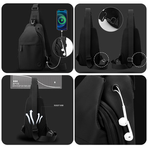 Bolso de Pecho para Hombre de Nailon de Alta Calidad, Ligero, Moderno, para Viajes, Gimnasio, Correr, con Correa para el Hombro, USB y Conector para Auriculares - Product Image 2
