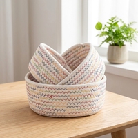 Panier de rangement en corde de coton écologique, moderne et minimaliste, pour cosmétiques, bijoux, télécommandes, papeterie, organisation du bureau