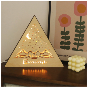 Panneau lumineux en bois LED triangulaire petite veilleuse décoration <span class=keywords><strong>de</strong></span> chevet nom personnalisé pour les Souvenirs pour enfants - Product Image 2