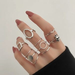 Gioielli da donna eleganti Punk di tendenza in oro rosa anelli a grappolo aperti per Cocktail teschio corona vendita calda all'ingrosso - Product Image 2