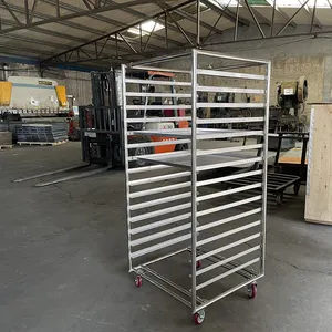 304 food grade 16 layers Stainless steel food cart trolley plates bun pan bakery rack for Sausages and meats