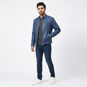 Veste universitaire en cuir véritable pour homme à prix réduit, grande taille, décontractée, col montant, à capuche, mode automne, fabriquée au Pakistan - Product Image 1