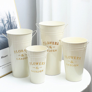 Secchio di fiori decorativi vasi di fiori fattoria zincato secchio di metallo P63 casa e scatola di nozze ferro classico - Product Image 5