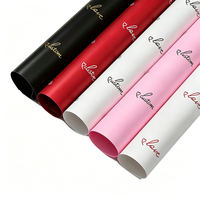 Kertas Pembungkus Bunga Bermotif Hati LOVE 56cm, Lapisan PVC Tahan Air, Satu Sisi, Hari Valentine