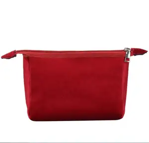 Women cosmetic soft velvet make up bag zipper fashion colorful,custom logo oem beauty travel large velvet makeup bag pouch