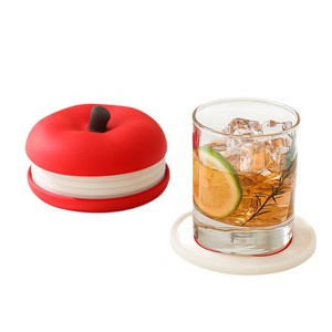 Apple Shaped Round Coaster Set Of 5 Heat Insulation Mat For Coffee Tea Cup Home Office Use High Temperature Resistant Cartoon - Product Image 1