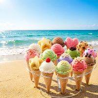 Présentoir en acrylique transparent, support à glaces à deux niveaux, support pour cornets de glace, présentoir à desserts