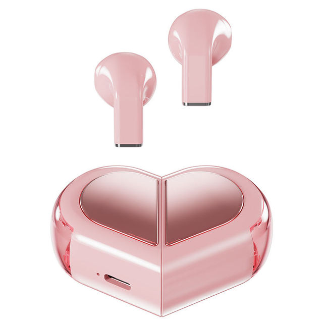 Waterproof Gaming Headset Rotatable TWS Wireless Earbuds Cute Heart Shape HiFi Stereo Digital Display ANC 200-500mAh Love In-Ear