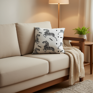 หมอนอิงตกแต่งขนปุย ทรงสี่เหลี่ยม 18 x 18 ซม. ลายม้าลาย ถอดซักได้ มีซิป ไส้ใยโพลีเอสเตอร์ พร้อมไส้โฟม - Product Image 2