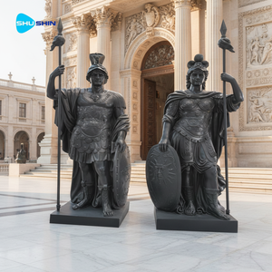 Estatuas de Soldados de Bronce, Adornos de Arte Metálico para Interiores o Exteriores, Escultura Artesanal con Lanza - Product Image 5