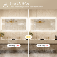 Miroir de salle de bain LED en verre trempé moderne 72x36 pouces, en stock aux États-Unis, anti-buée, décoration intérieure avec interrupteur tactile, éclairage, indice de protection IP44
