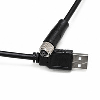 Connecteur femelle M8 à code A à 4 broches avec câble à ressort hélicoïdal haute flexibilité, terminé par une prise USB 2.0