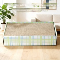 Lit-grattoir en carton ondulé pour chats, avec boîte à motif écossais et cartons de remplacement, pour chats d'intérieur, vente en gros, OEM