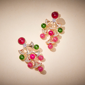 Sang trọng Dubai Bridal trang sức Set Red <span class=keywords><strong>Ruby</strong></span> Fan Moroccan đồ trang sức đám cưới Bộ tua Fan Thiết kế vòng cổ bông tai Bộ - Product Image 4