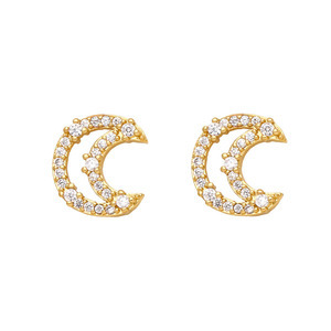 2025 moda Boutique Simple circón estrella Luna ojo Stud pendientes dulce pequeño Super brillante cobre circón pendientes joyería - Product Image 4