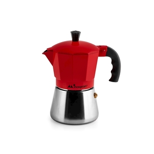 Cafetera Inoxpran Moka de 3 Tazas, Roja, de Acero Inoxidable, Cafetera Espresso para Estufa - Product Image 1
