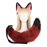 Ensemble de costumes de zootopie Nick Fox fait à la main, oreilles d'animaux mignons, bandeau d'oreille et queue de renard, accessoires fabriqués à partir de fausse fourrure