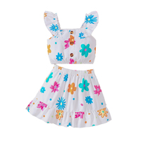 Ensemble Vêtements Été Décontracté Personnalisé Fille en Bas Âge, Ensemble Deux Pièces Mode Bébé Filles Coton T-shirt Manches Courtes Jupe Courte
