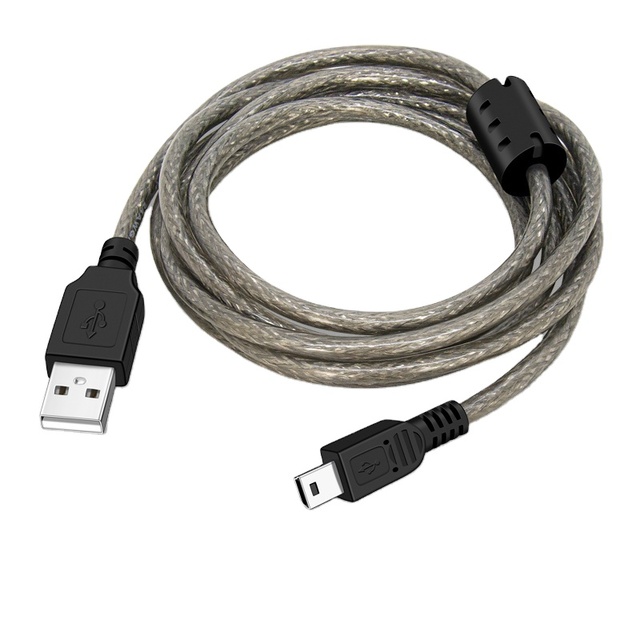 Mini-USB 2.0 T-shaped Data Cable High Shielding Dual Ferrite Rings for PLC Programming High-Speed Download Available