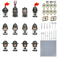 Vente chaude DIY 12 pièces Ensemble de blocs de construction de figurines militaires avec armes, figurines miniatures militaires médiévales