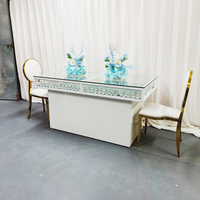 Elegante Mesa de Comedor de Acero Inoxidable para Hotel con Cristales, Mesa de Boda de Lujo en Metal, Ideal para Novios