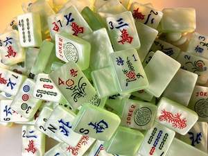 Stock Green Luxury Crystal American Mahjong Set Premium Storage Bag 4 Player Hand Shuffle Durable <b>Folding</b> Metal <b>Legs</b> Game - Product Image 4