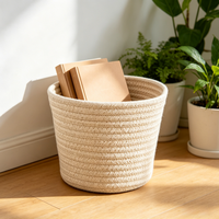 Panier de rangement pliable en corde de coton rustique de haute qualité, écologique, 25x15cm, plusieurs couleurs - Organisateur de bureau multi-usages