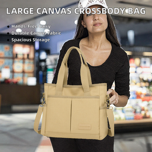 Sac fourre-tout décontracté pour femme, grande capacité, durable, en toile, fermeture ouverte, antivol, léger - Product Image 2