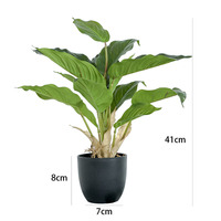 Tanaman Laba-laba Buatan dalam Pot, Tanaman Hias Palsu Aglaonema Daun Sutra, Ornamen Meja Tahan UV, Dekorasi Lanskap