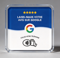 Support d'affichage NFC et QR Code pour avis Google avec message personnalisé, étanche, pour comptoir d'accueil, caisse et réception d'hôtel