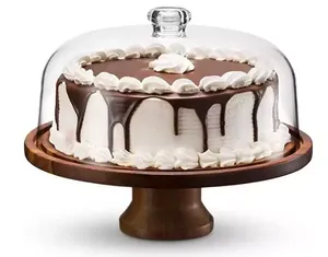 Acacia Wood Rotating Cake Stands For Wedding Cakes Round Wood Server CupCake Display Cupcake Display Tray Wedding Cake Stand