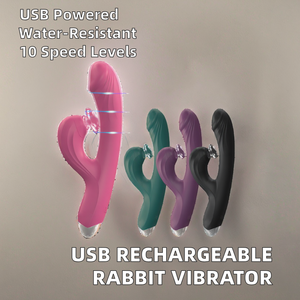Waterproof Silicone Realistic Dildos 10 Sucking Modes 10 Speed Frequencies USB Power Rabbit <b>Vibrator</b> for Clitris Stimulation - Product Image 3