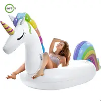Pool Toy Inflatable Unicorn Pool Float Adult Size 114 X 47 X 45 Inch Large Blowpipe Pool Float Ride Party Decoration Casual Toy
